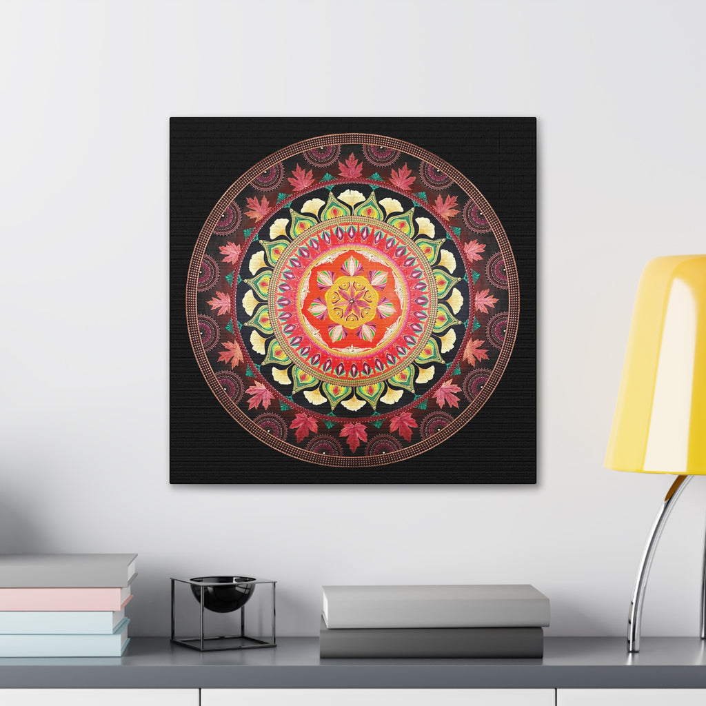 Tree Leaf Fire Mandala Printed Canvas