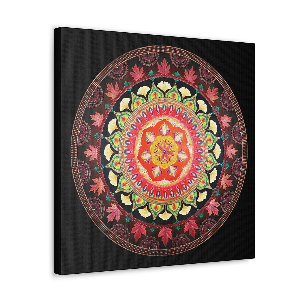 Tree Leaf Fire Mandala Printed Canvas