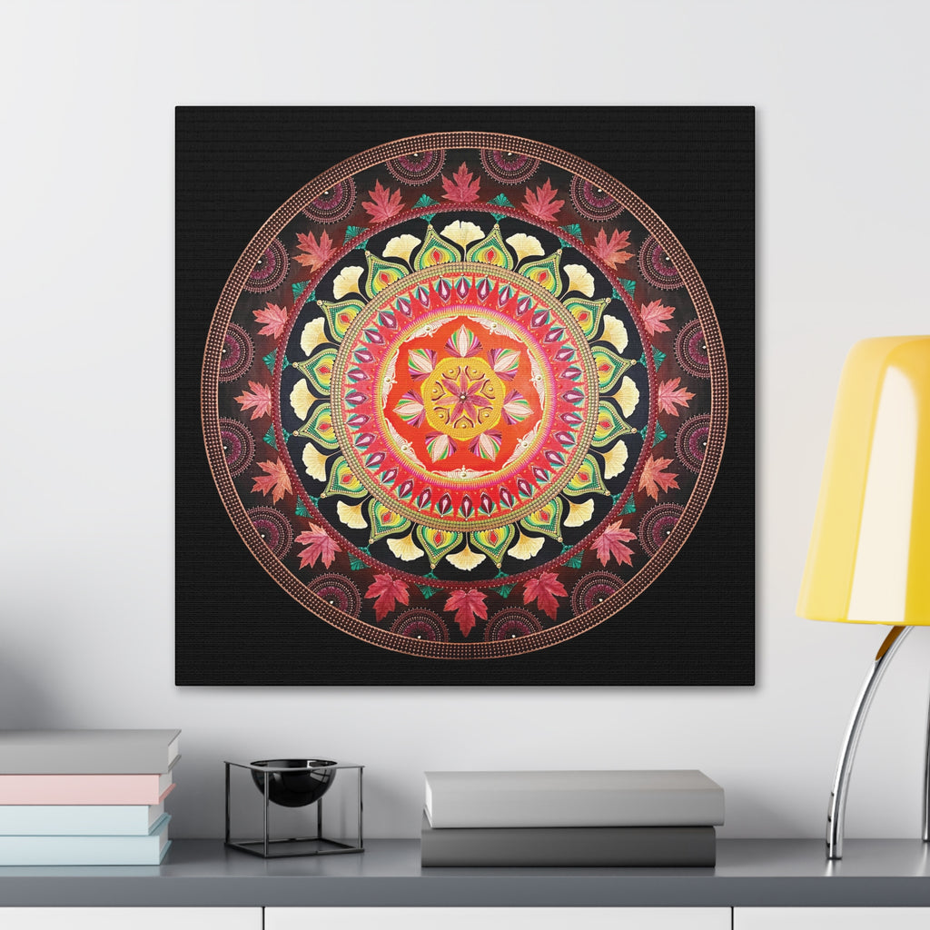 Tree Leaf Fire Mandala Printed Canvas