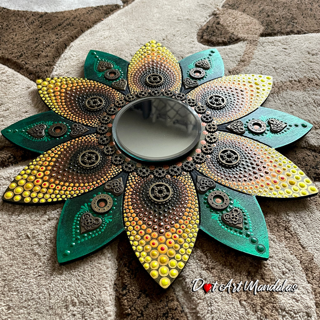 Steampunk Sunflower Mirror Wall Decor