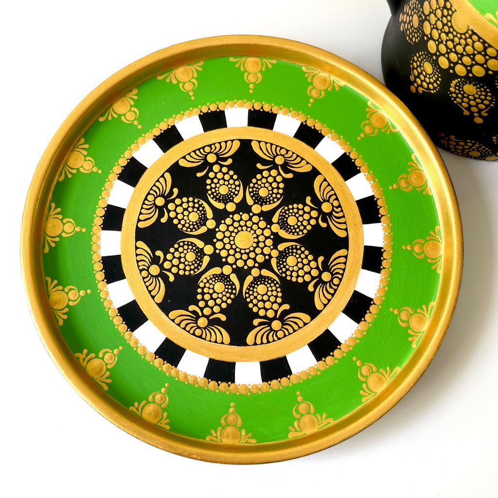 Green And Gold Tea Pot Mandala Set