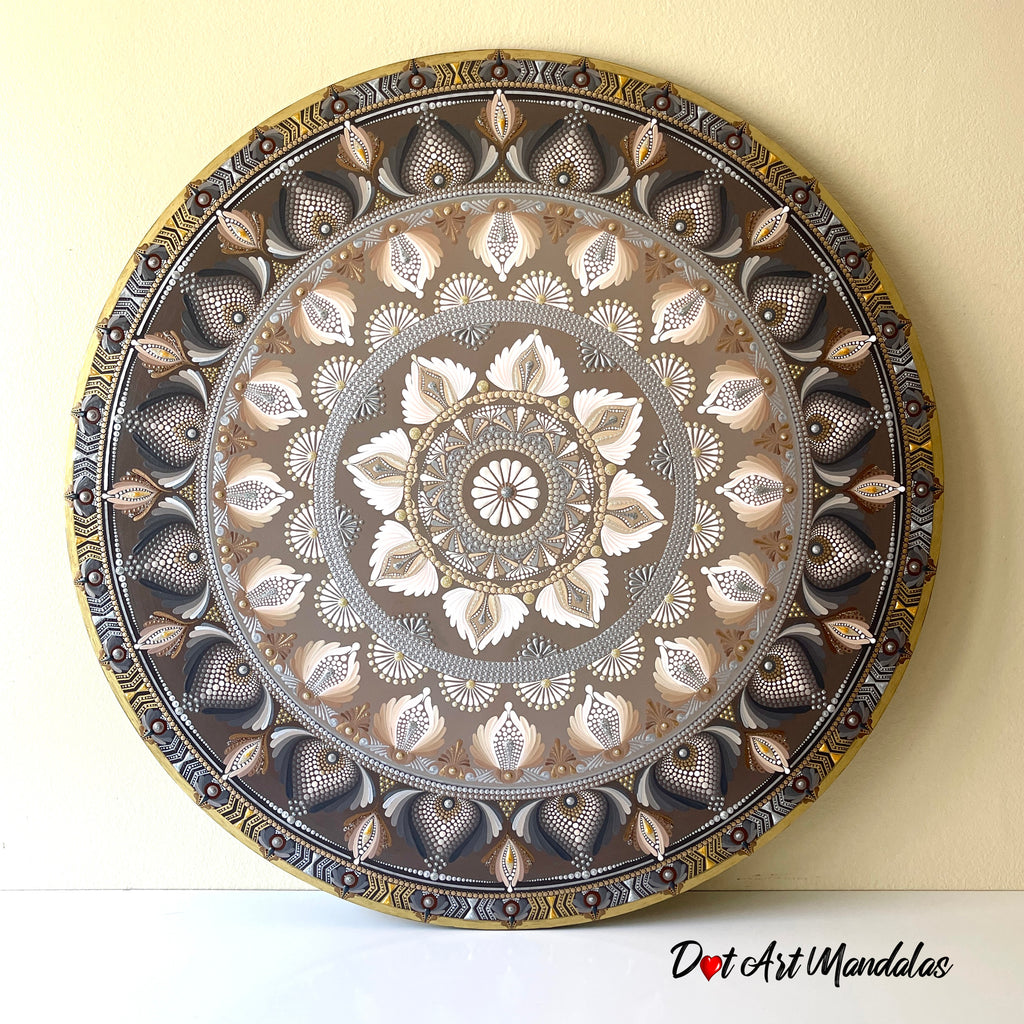 Sacred White Lotus Mandala 30" Wall Decor