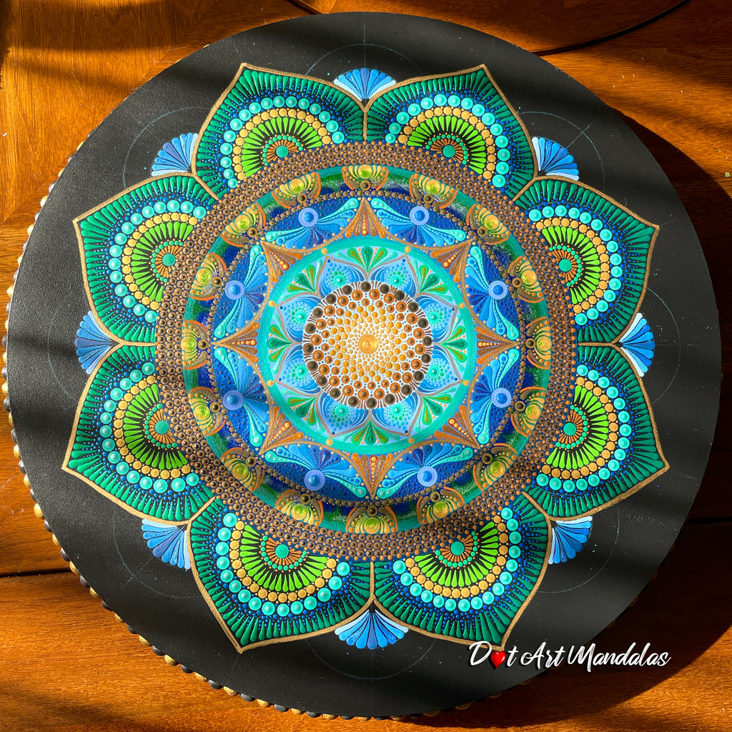 Blue And Green Flower Of Life Mandala