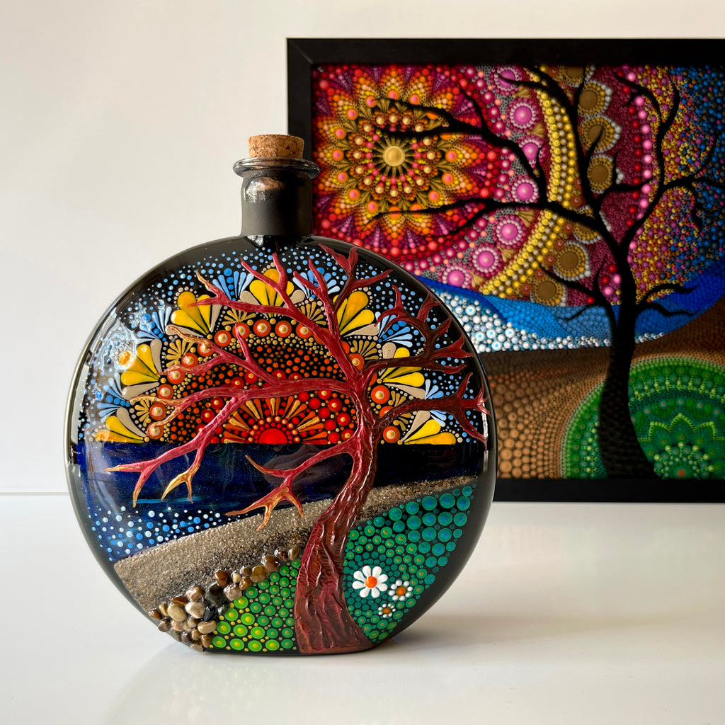 The Tree in Sunrise Mandala Bottle