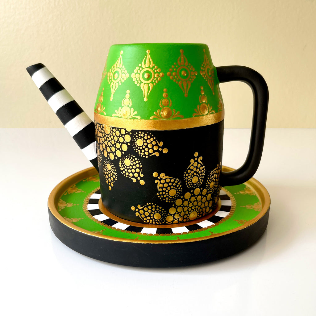 Green And Gold Tea Pot Mandala Set