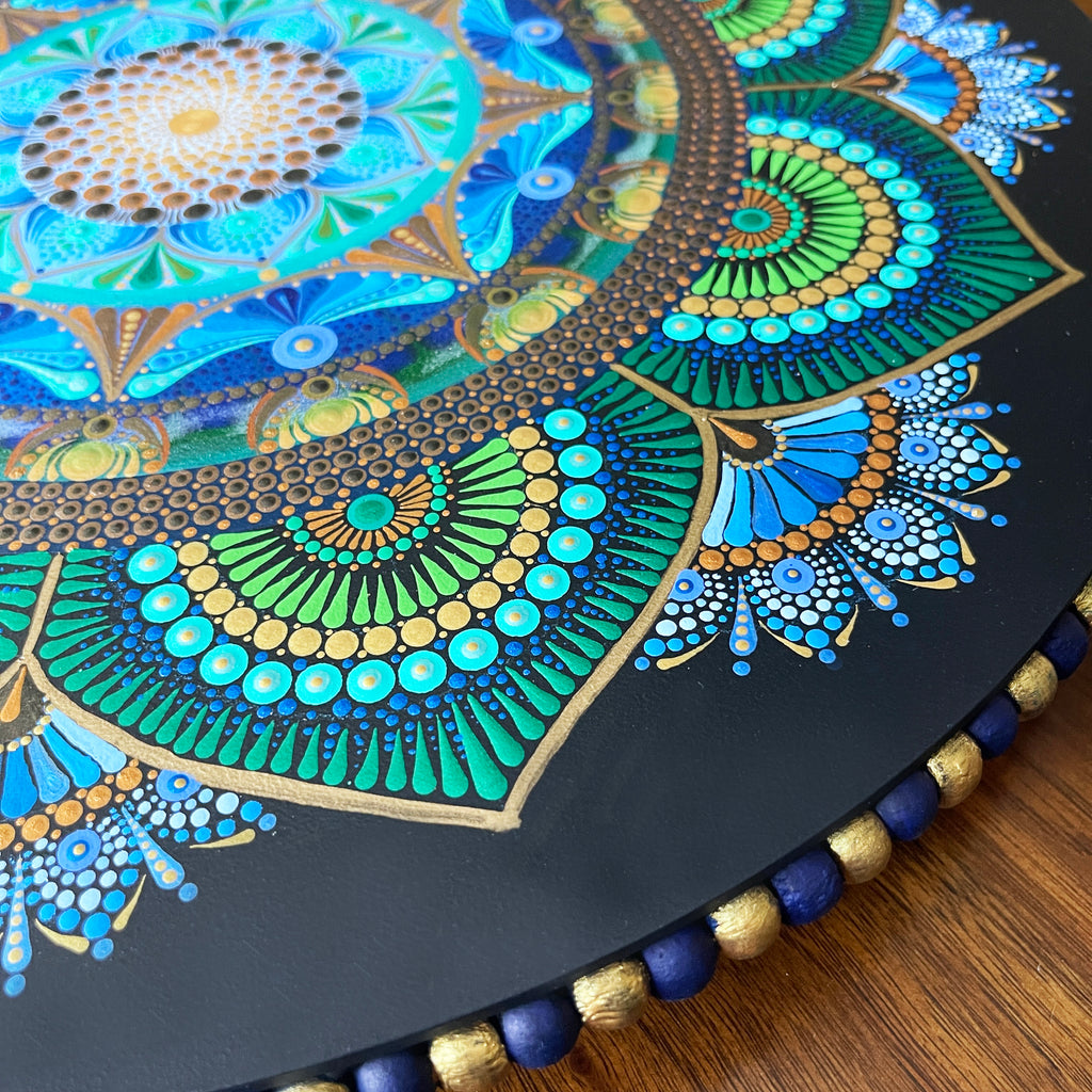 Blue And Green Flower Of Life Mandala