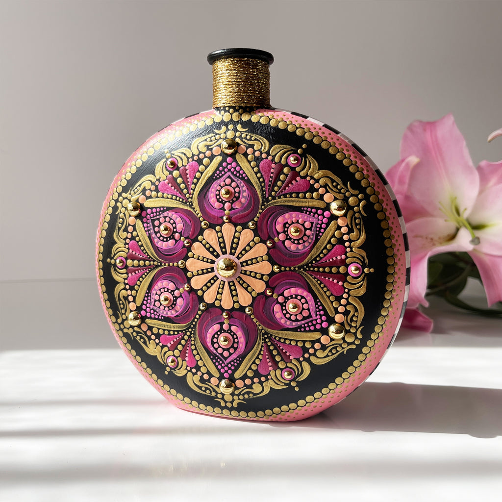 Pink Flower Checker Mandala