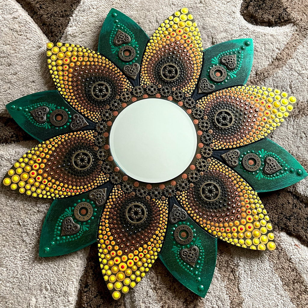 Steampunk Sunflower Mirror Wall Decor