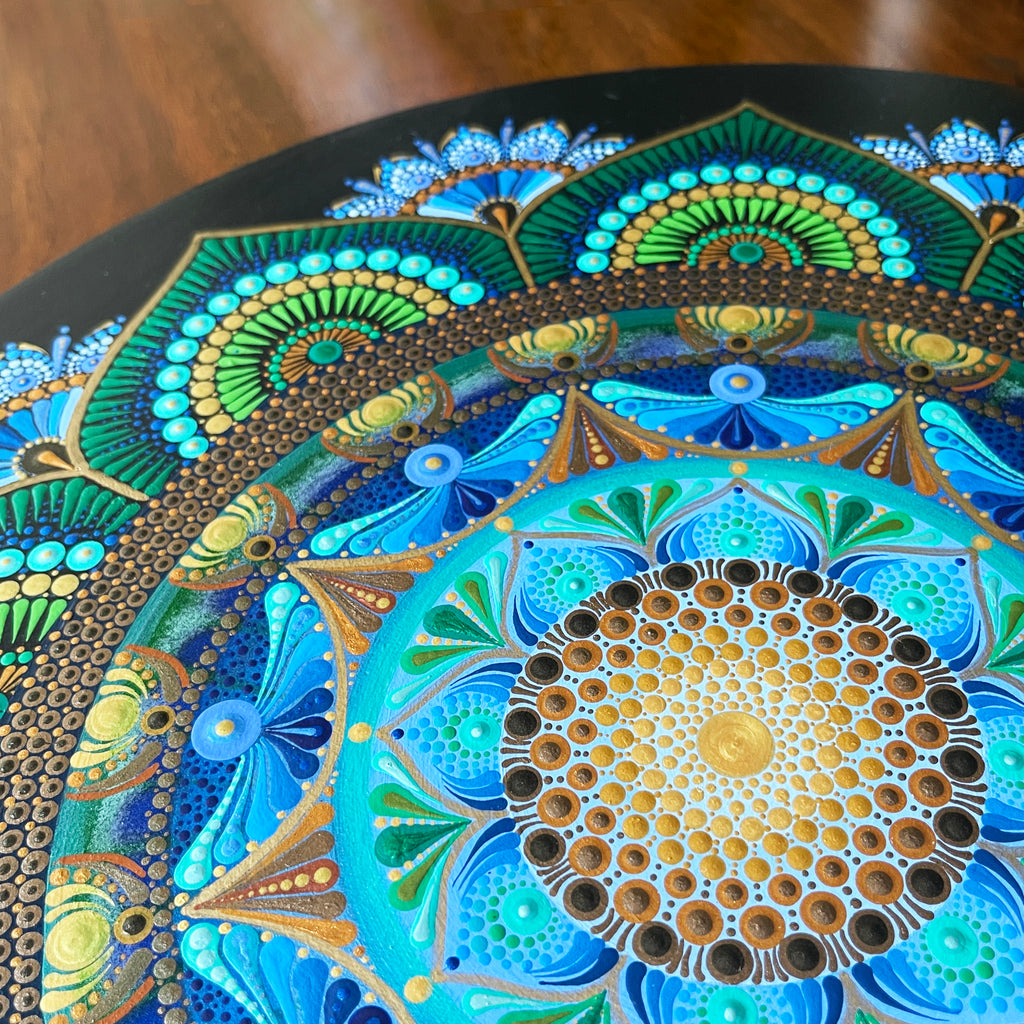 Blue And Green Flower Of Life Mandala