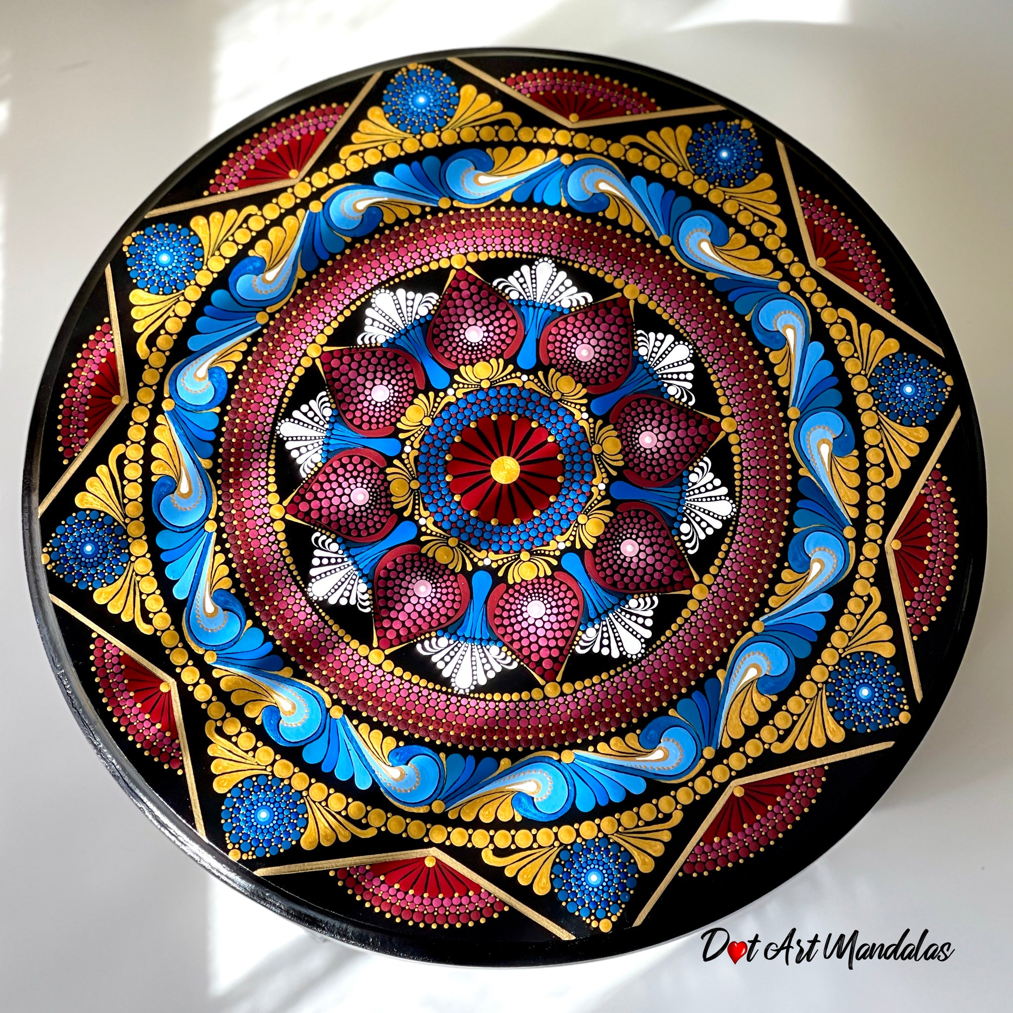 McKenzie Mandala Contemporary Hand Painted Table | Dot Art Mandalas