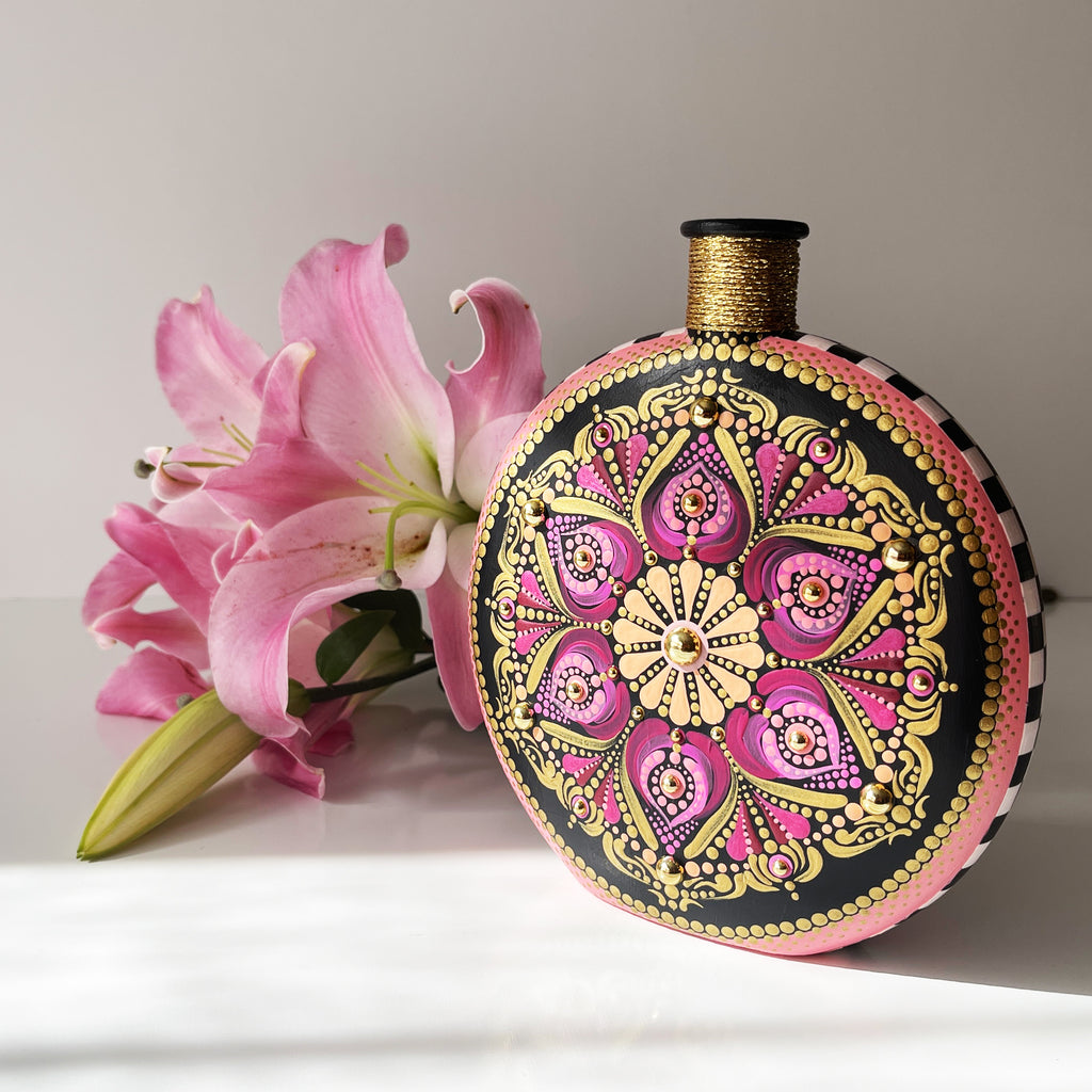 Pink Flower Checker Mandala