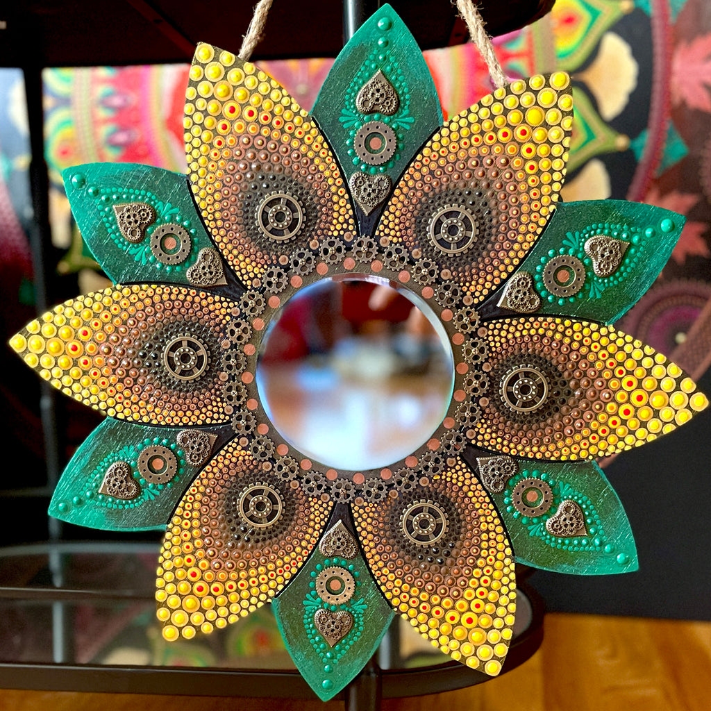 Steampunk Sunflower Mirror Wall Decor