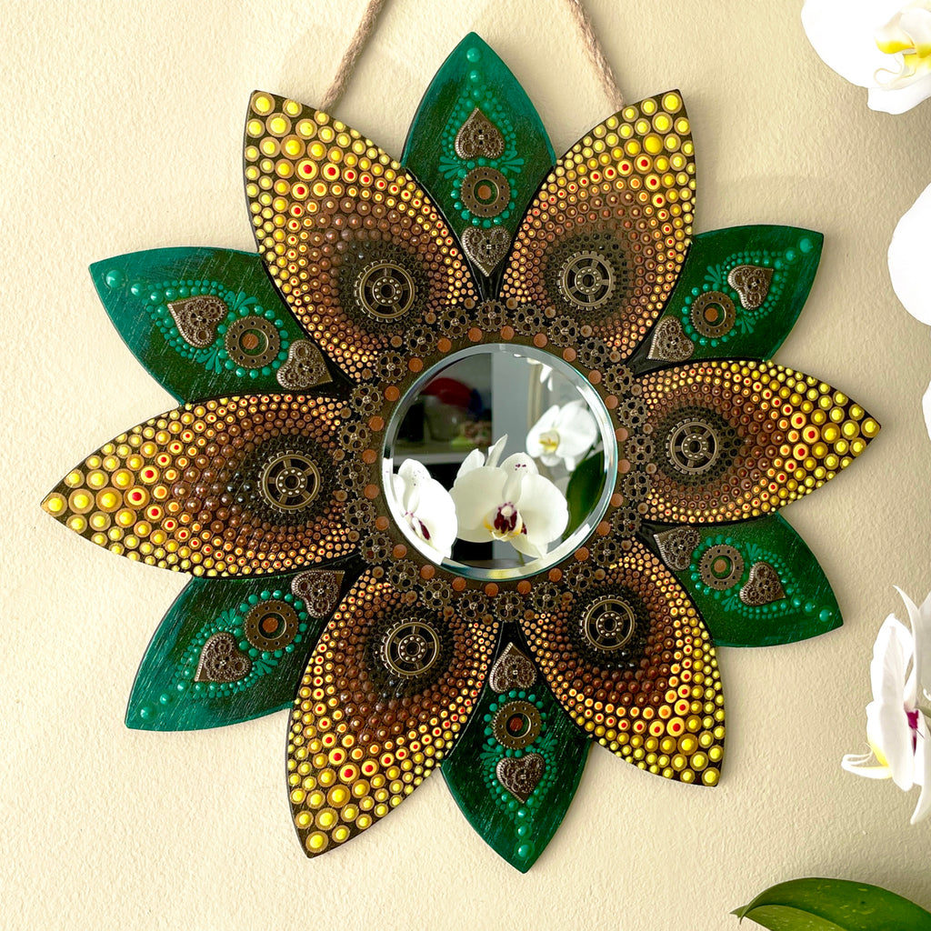 Steampunk Sunflower Mirror Wall Decor