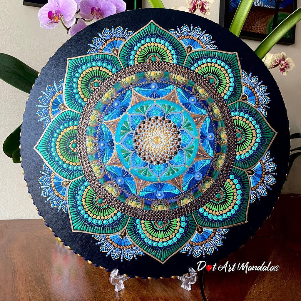 Blue And Green Flower Of Life Mandala