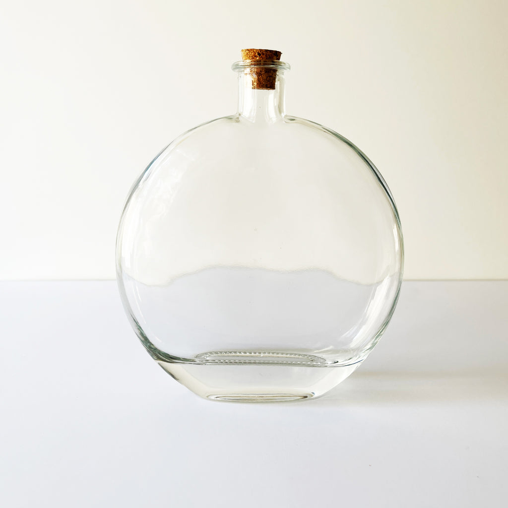 Flat Clear Glass Bottle 16 oz