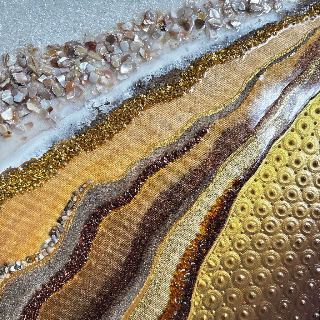 Golden Awakening 36" x 48" Textured Mixed Media Canvas Art