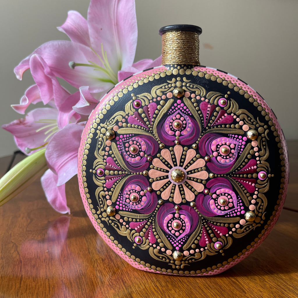 Pink Flower Checker Mandala