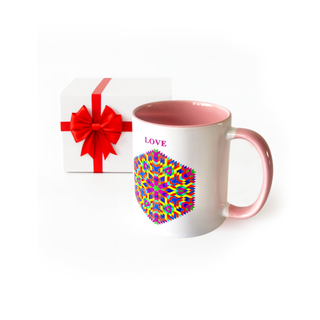 “Love” Fibonacci Mandala Mug - A Heartfelt Gift of Connection and Harmony