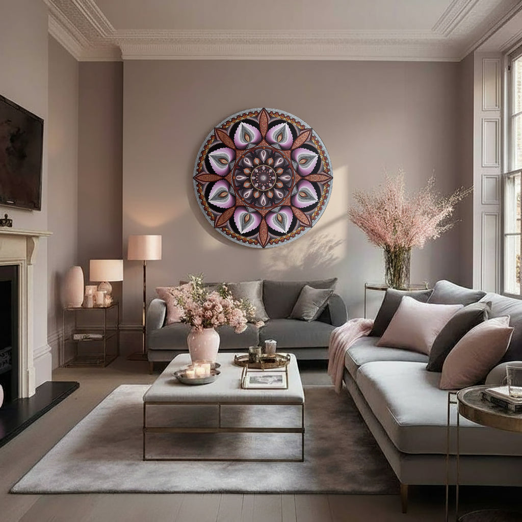 Lush Mandala 36" Hand-Painted Intricate Bohemian Wall Decor