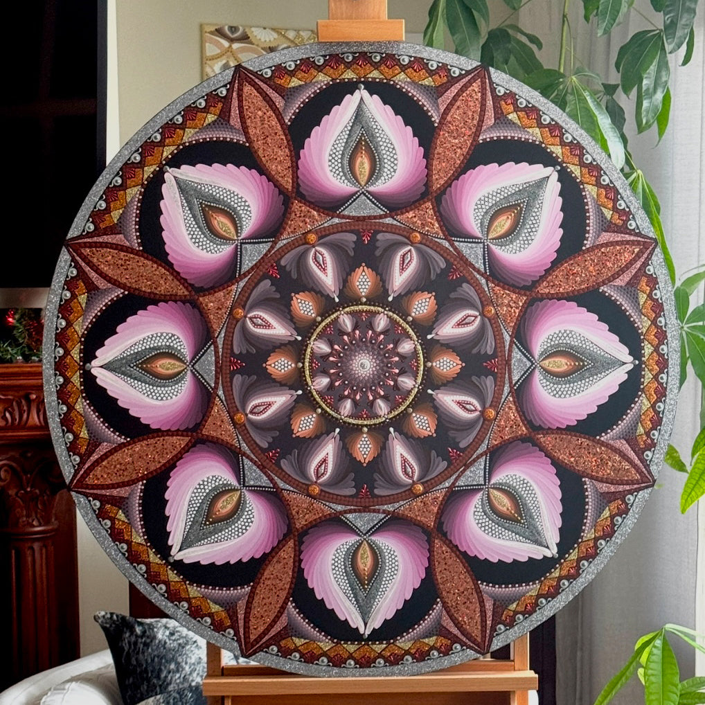 Lush Mandala 36" Hand-Painted Intricate Bohemian Wall Decor