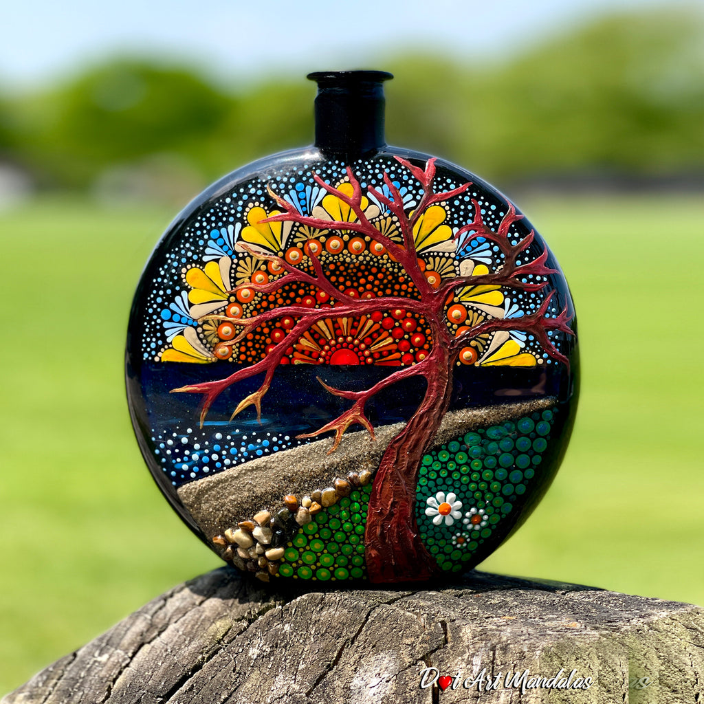 The Tree in Sunrise Mandala Bottle