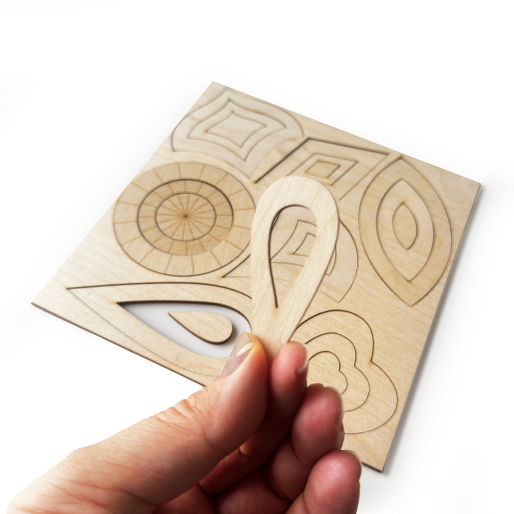 7 Wooden Mandala Stencils for Drawing and Tracing