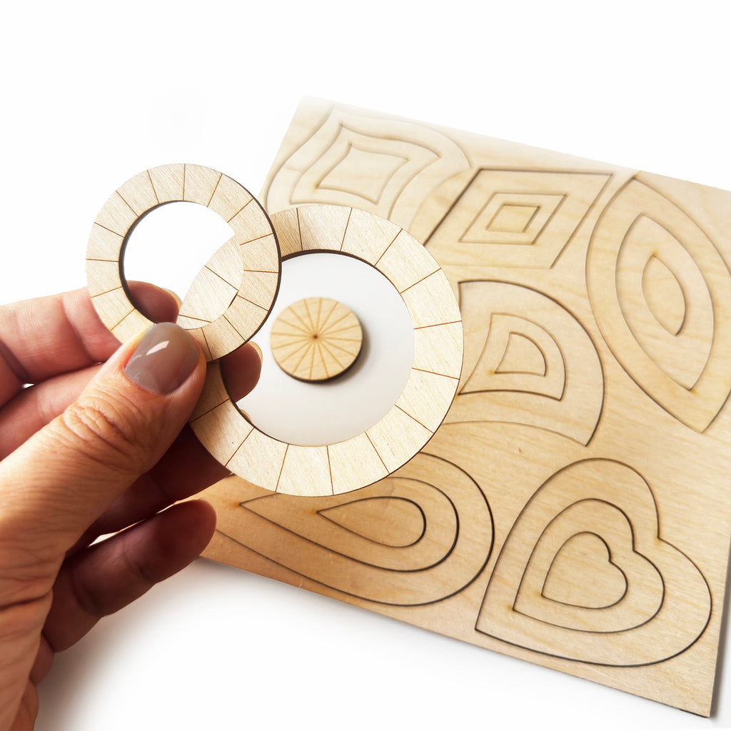 7 Wooden Mandala Stencils for Drawing and Tracing