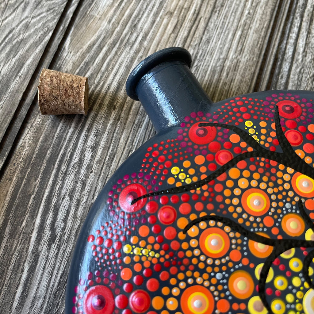 Hand Painted Mandala Decorative Glass Bottle