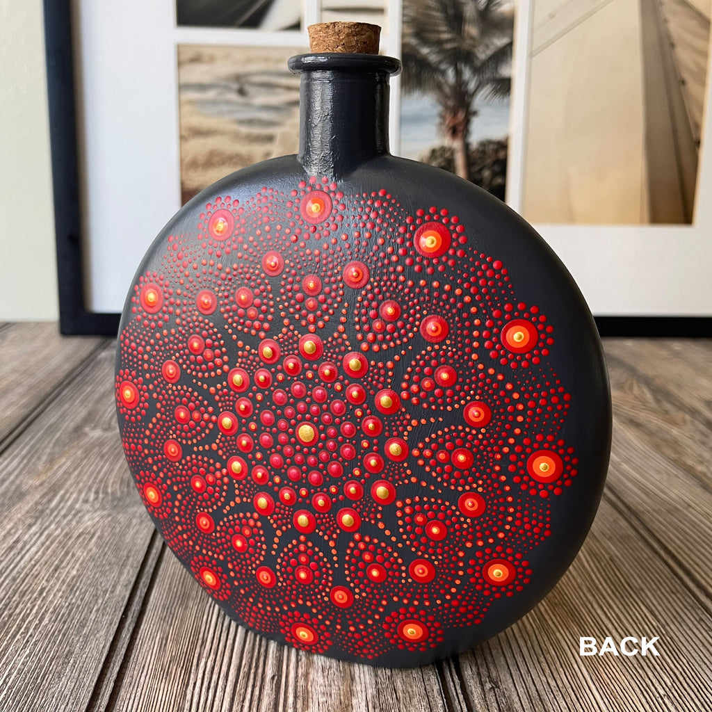 Hand Painted Mandala Decorative Glass Bottle